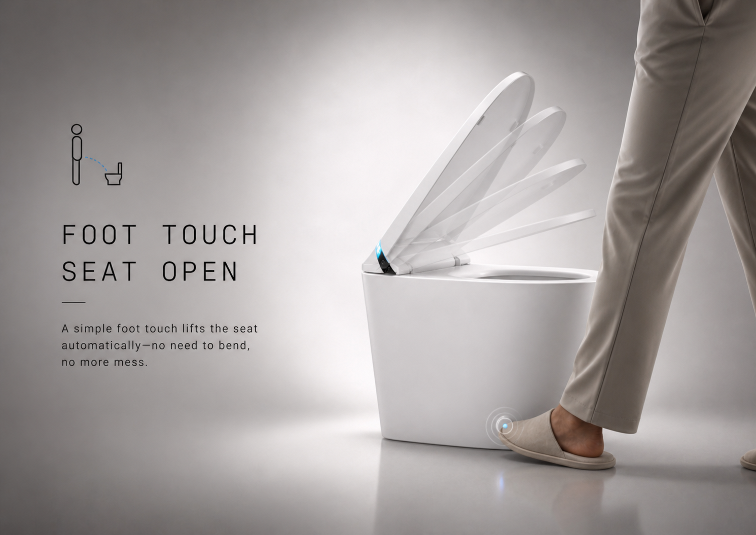 Foot touch seat open - lift seat with a gentle foot tap