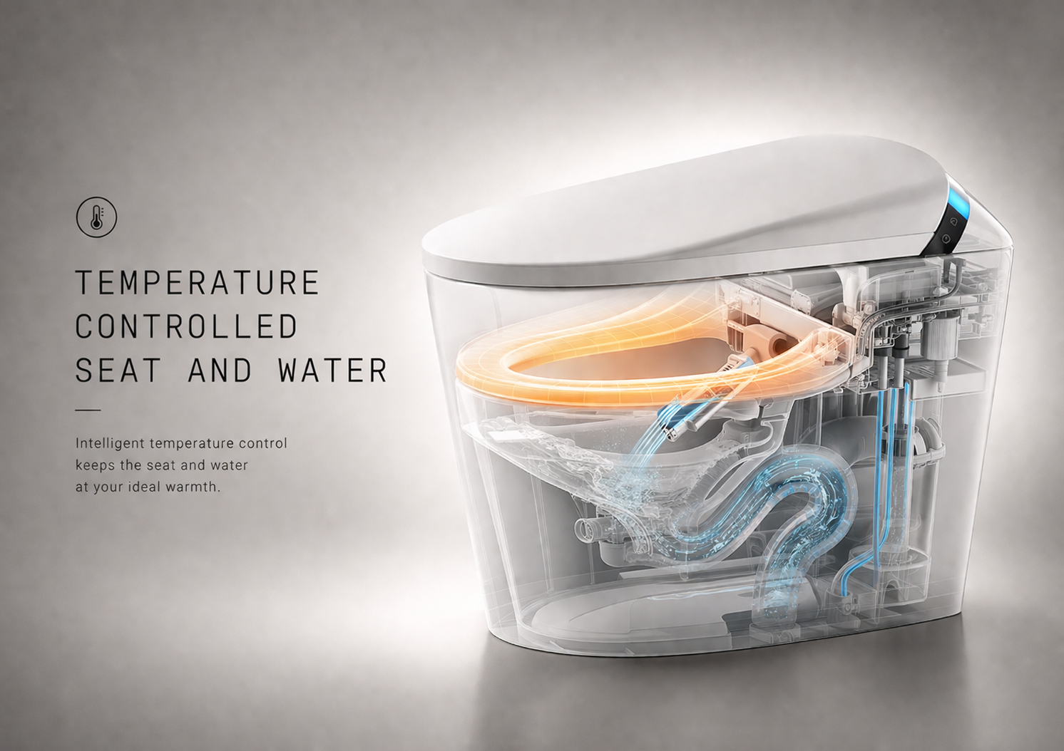 Temperature controlled seat and water - heated seat with instant warm water on demand